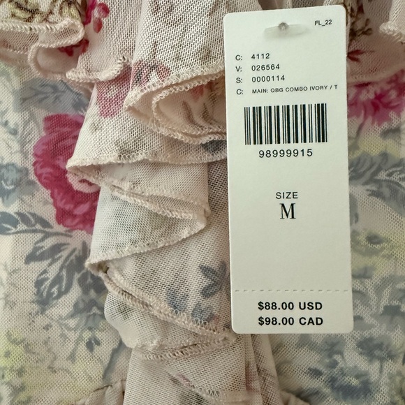 Anthropologie Floral Ruffle Blouse in Pink and ivory - Picture 4 of 5